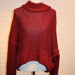 Free People Maroon Drapey Knitted Sweater